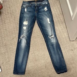 Seven ripped faded denim skinny jeans